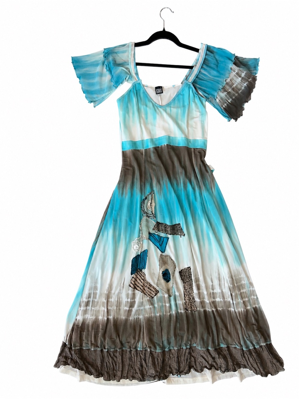 VTG Legatte Save The Queen Mesh Maxi Dress Italy Tie Dye Abstract Sirencore